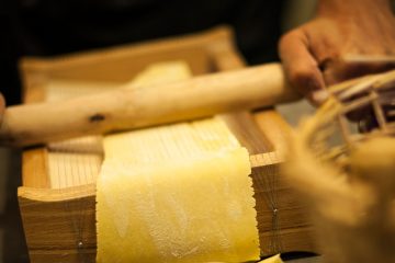 Homemade Tagliatelle with chitarra machine