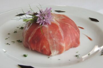 Mushroom risotto in Parma ham